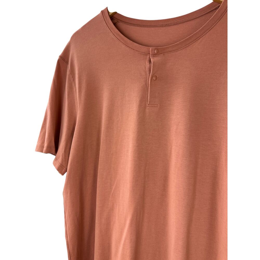 Lululemon 5 Year Basic Short Sleeve Henley Sedona Sunset Stretch Men's L/XL? - Picture 6 of 16
